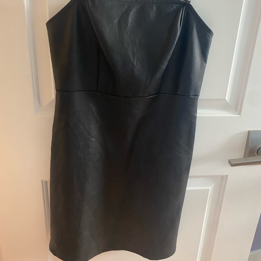 Black leather dress